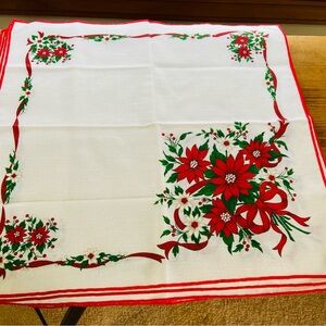 Vintage Christmas Poinsettia Cloth Napkins